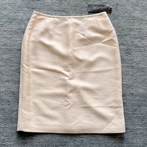 NWT 90s Faux Raw Silk Cream Pencil Skirt